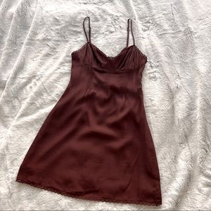 Aritzia Wilfred burgundy mini dress